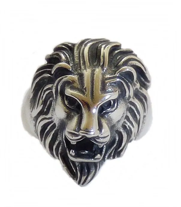 Ring Fingerring Edelstahl Löwe Löwenkopf Biker Rocker