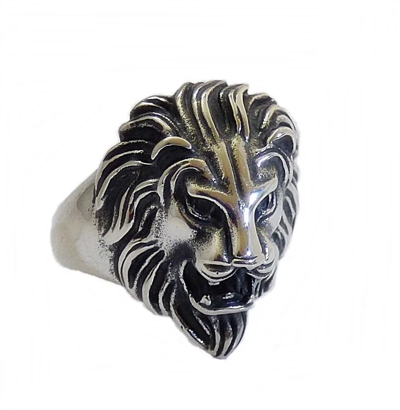 Ring Fingerring Edelstahl Löwe Löwenkopf Biker Rocker