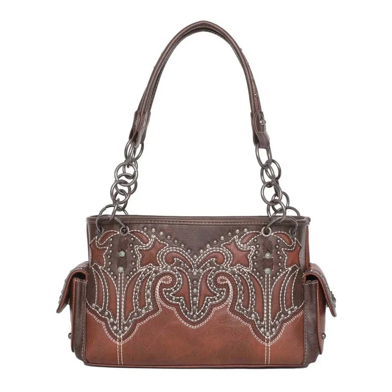 Geräumige Handtasche Schultertasche Westerntasche Montana West Stickerei Nieten