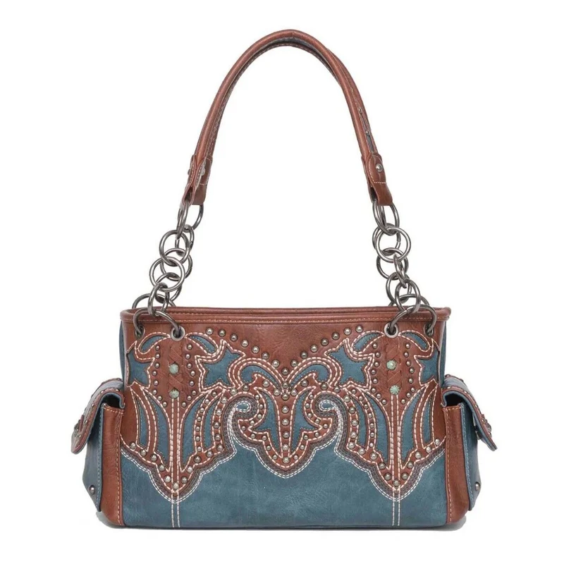 Geräumige Handtasche Schultertasche Westerntasche Montana West Stickerei Nieten