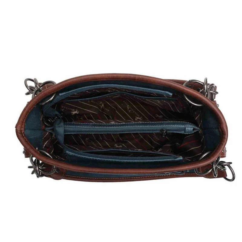 Geräumige Handtasche Schultertasche Westerntasche Montana West Stickerei Nieten