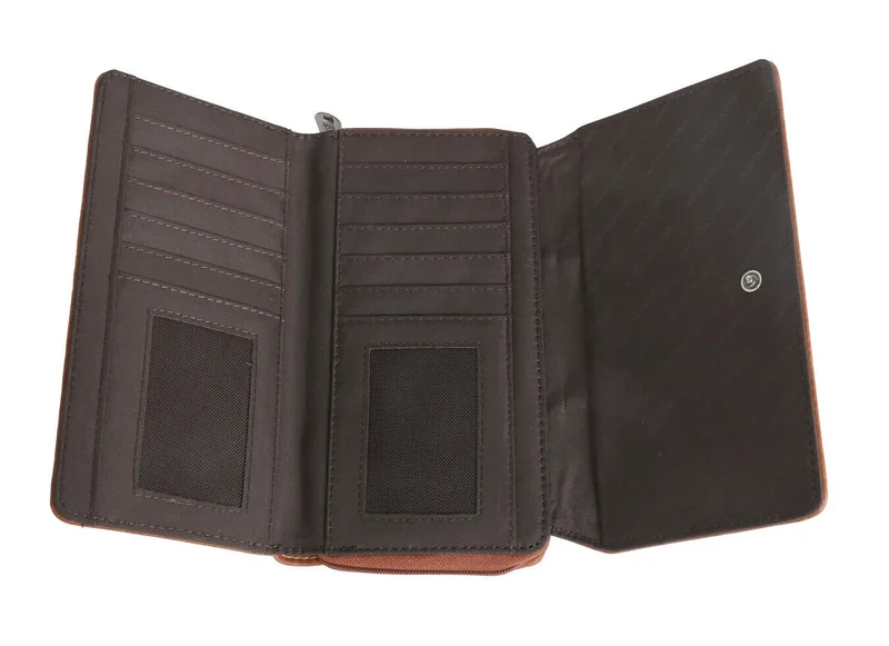 Große Geldbörse Portmonnaie Wallet mit Flechtung und Nieten im Westernstyle