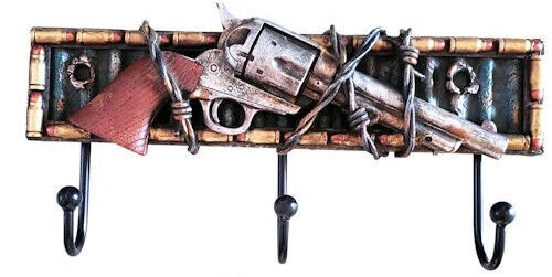 Kleiderhaken Garderobe Hakenbrett Colt Pistole Western 3 Haken