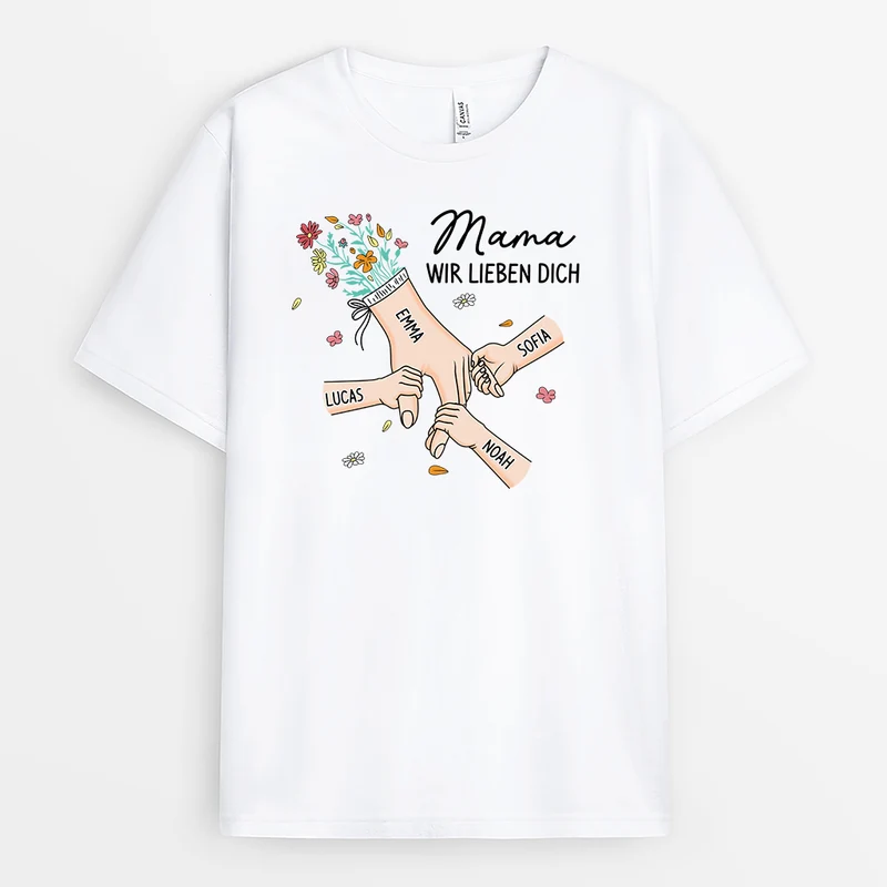 Mama Wir Lieben Dich - Personalisiertes Geschenk | Oma Mama T Shirt