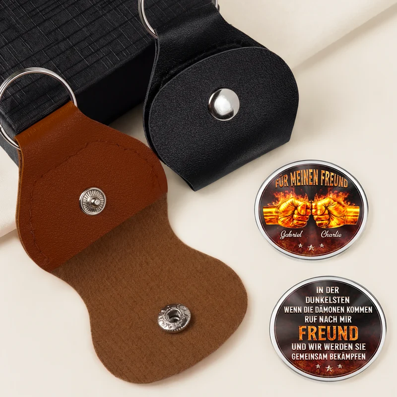 [3D-Optik] Einmal Bruder Immer Bruder - Personalisierte Geschenke Für Männer | Pocket Hug Schlüsselanhänger Freunde Feuer