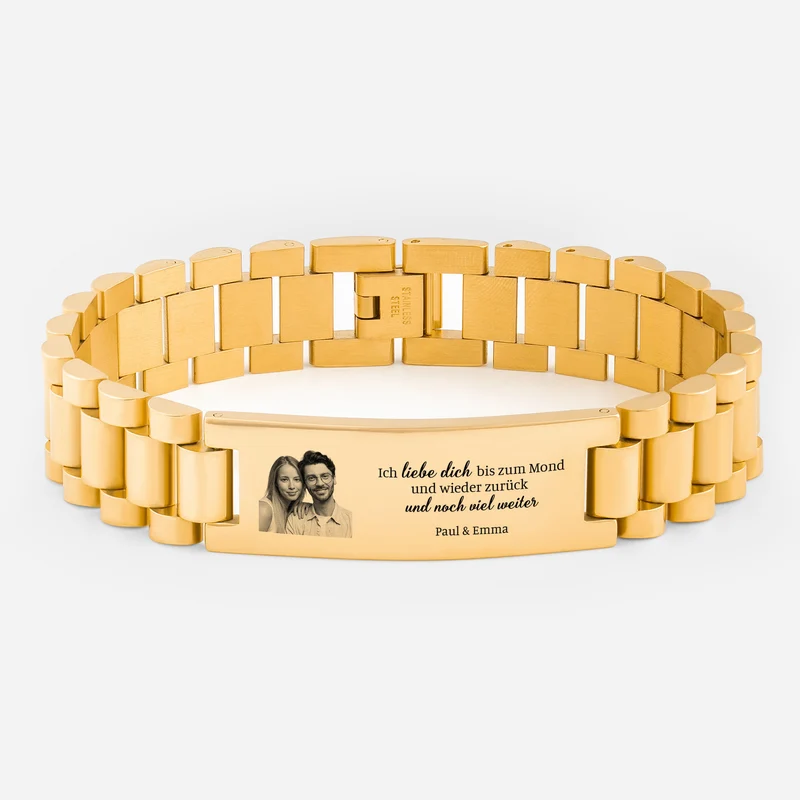 Ich Liebe Dich Bis Zum Mond Und Wieder Zurück Uhrenband - Personalisierte Paar Geschenke | Armbänder Foto