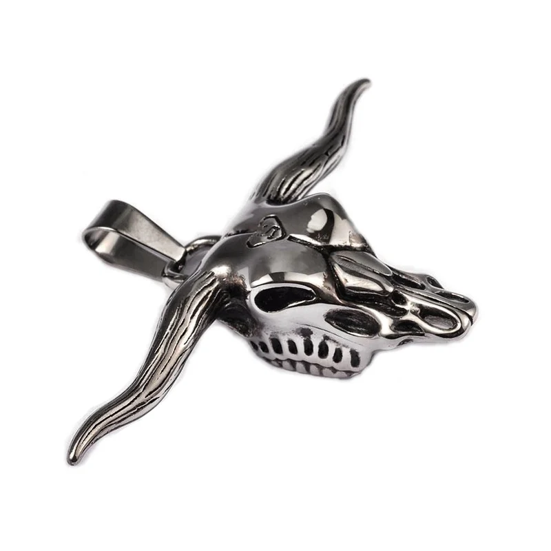 Anhänger Kettenanhänger aus Edelstahl 316 Skull Longhorn Schädel Büffel