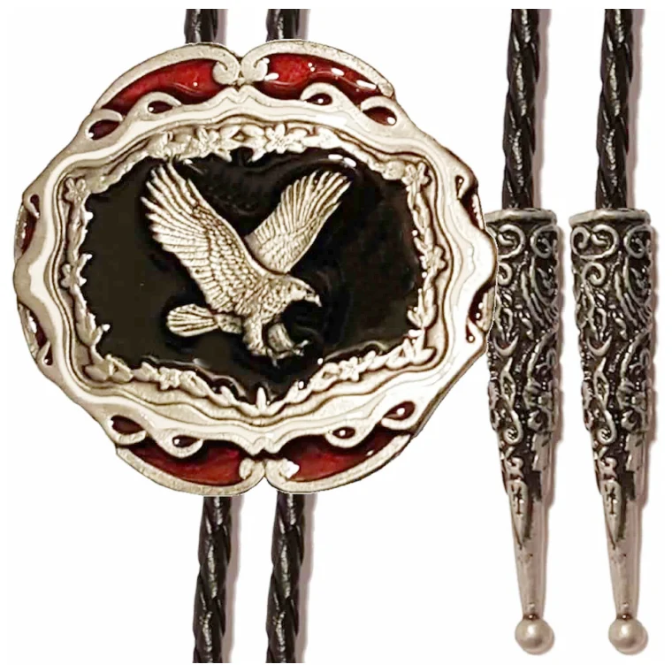 Bolo Tie Westernkrawatte Westernschmuck Cowboy Eagle Adler mit Clip lizensiert