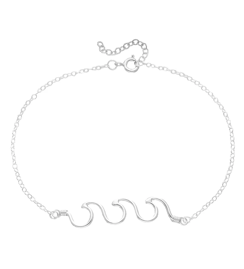 Fußkette Fußkettchen Welle Wave 925er Sterling Silber
