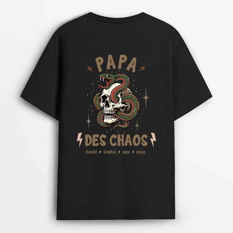 Papa Mama Des Chaos - Personalisiertes Geschenk | T Shirt Rückendruck