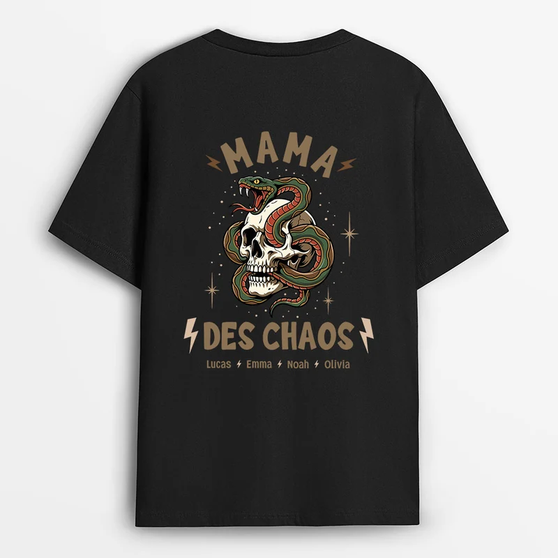 Papa Mama Des Chaos - Personalisiertes Geschenk | T Shirt Rückendruck
