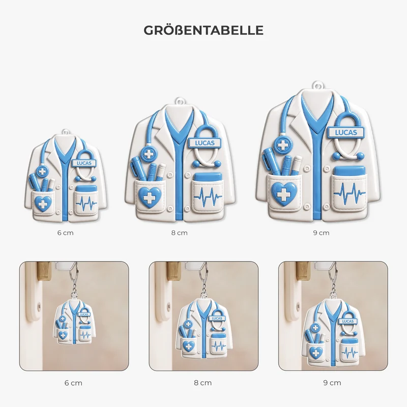 [3D-Optik] Arztkleidung - Personalisiertes Geschenk | Acryl Schlüsselanhänger