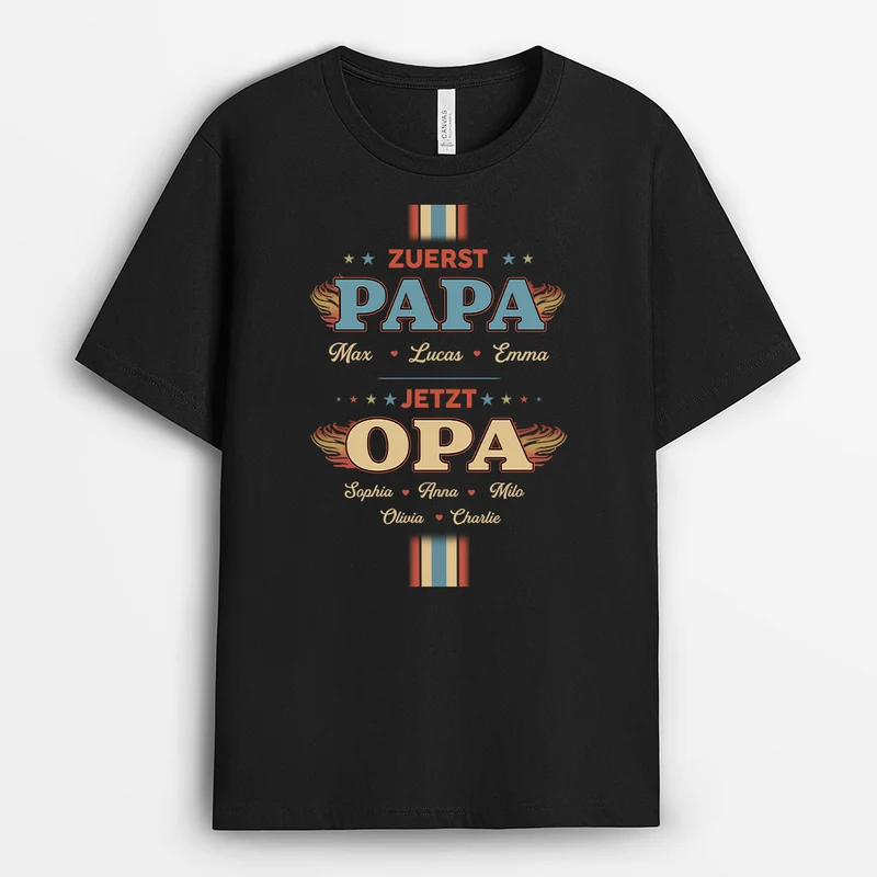 Zuerst Papa Jetzt Opa - Personalisiertes Geschenk | T-Shirt Opa Racing Flamme