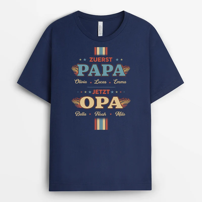 Zuerst Papa Jetzt Opa - Personalisiertes Geschenk | T-Shirt Opa Racing Flamme