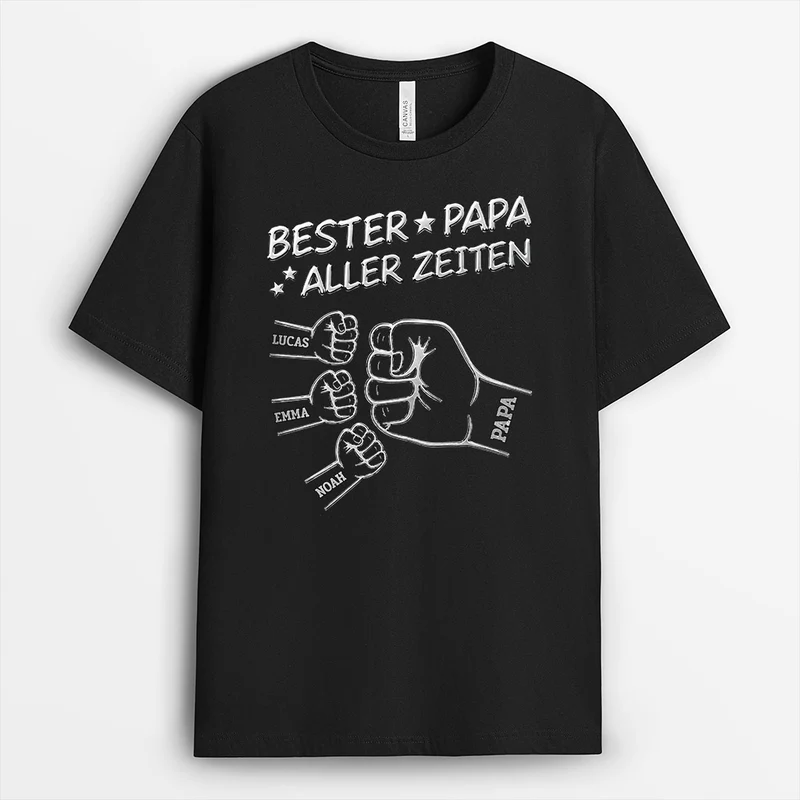 Bester Papa Aller Zeiten - Personalisiertes Geschenk | Opa Papa Shirt Grau Line