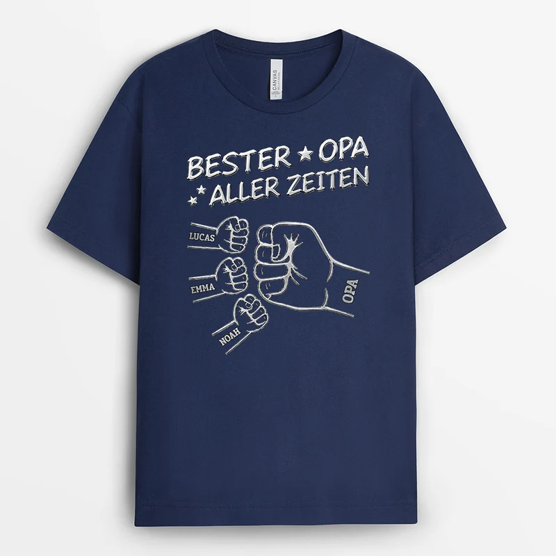 Bester Papa Aller Zeiten - Personalisiertes Geschenk | Opa Papa Shirt Grau Line