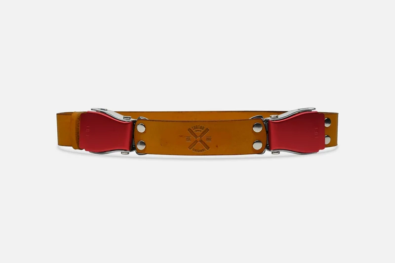 2-SCHNALLENGÜRTEL STANDARD COGNAC/LACHSROT