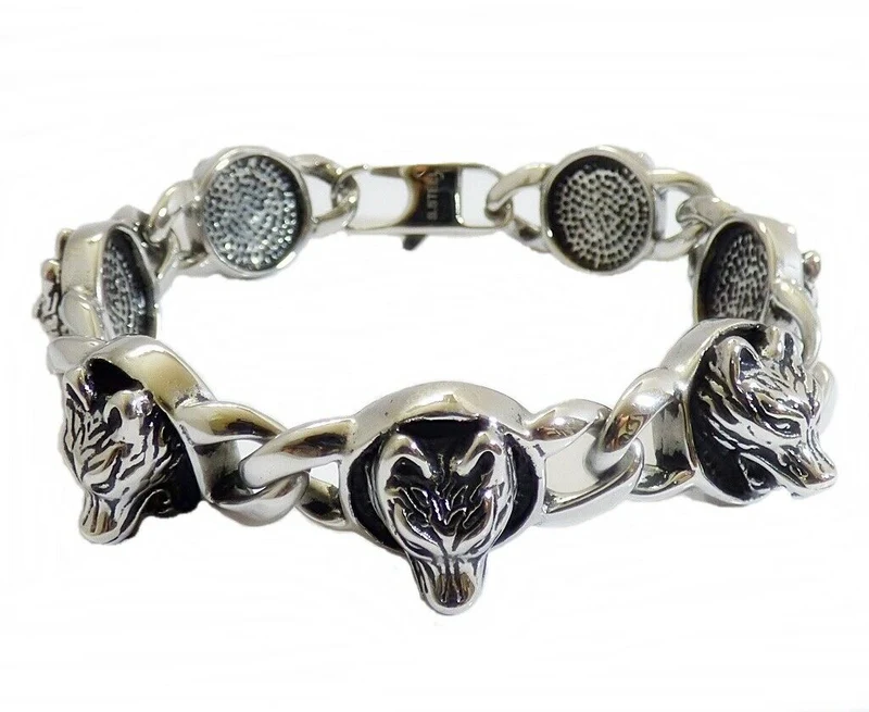 Edelstahlarmband Armband Edelstahl für Damen und Herren 316 Wolf Wolfskopf