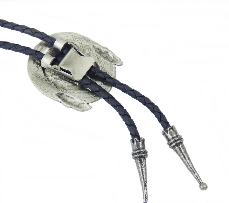 Bärentatze mit Federn Bolo Tie Westernkrawatte Westernschmuck