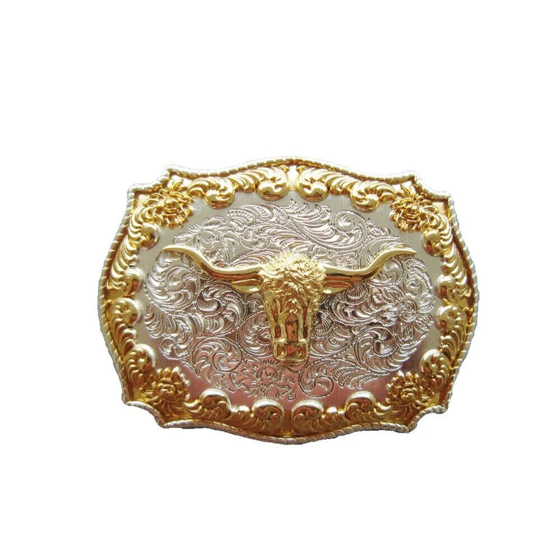 Gürtelschnalle Buckle Gürtelschliesse Longhorn Skull für Wechselgürtel