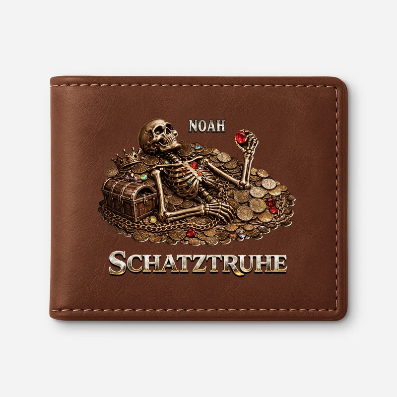 [3D-Optik] Schatztruhe - Personalisierte Geschenke Herren | Portemonnaie