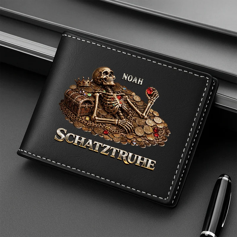 [3D-Optik] Schatztruhe - Personalisierte Geschenke Herren | Portemonnaie