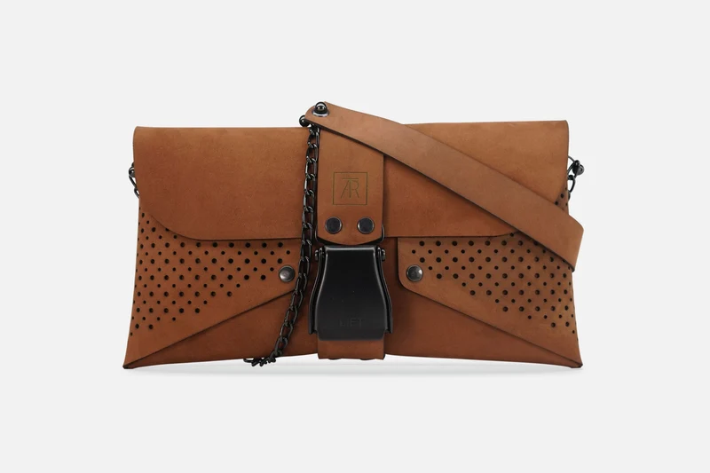 HANDTASCHE NUBUK BROWN/SCHWARZ