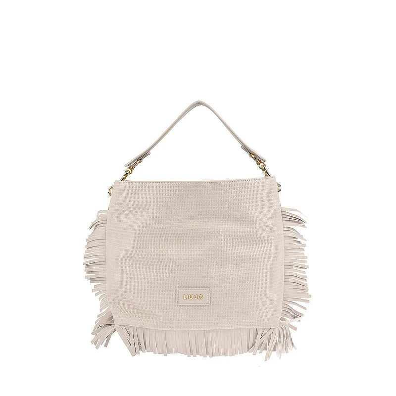 LIU JO Tasche Monospalla mit Fransen in Hellgrau