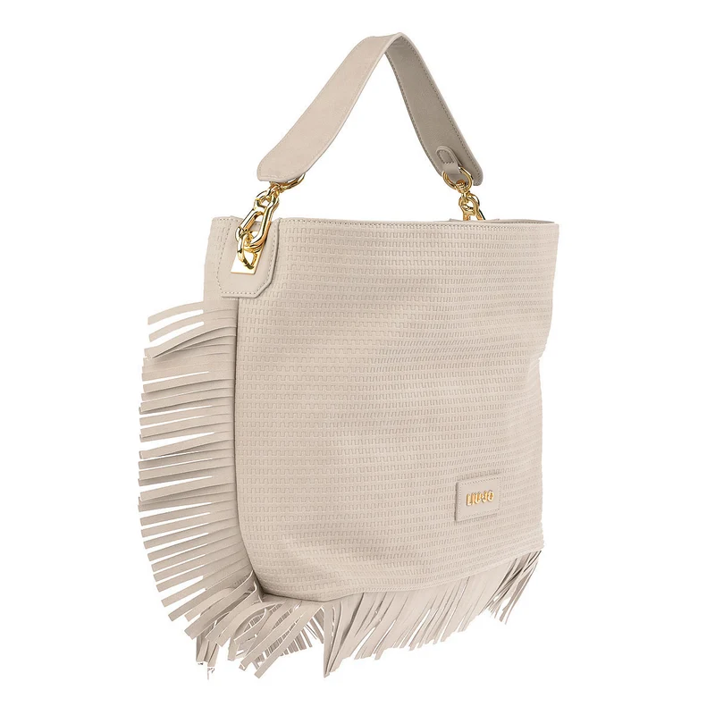 LIU JO Tasche Monospalla mit Fransen in Hellgrau