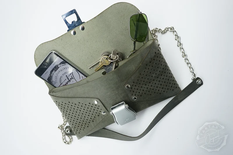 HANDTASCHE VINTAGE COGNAC/SILBER