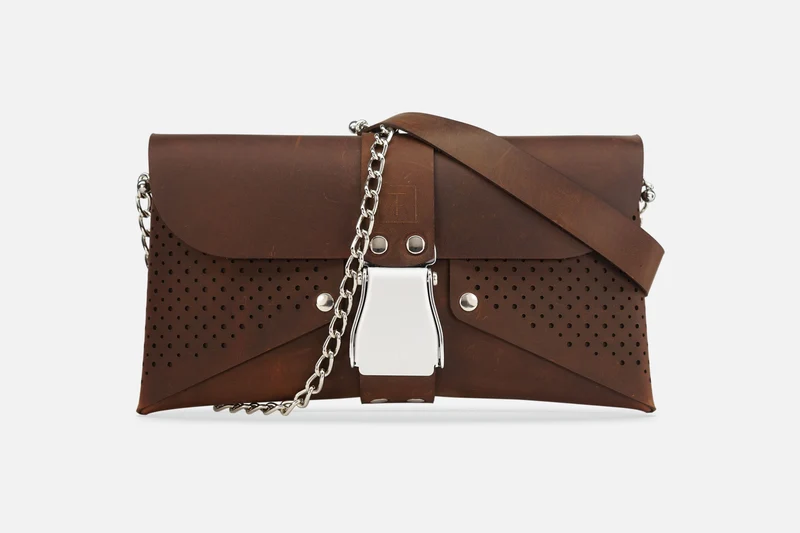 HANDTASCHE VINTAGE BROWN/SILBER