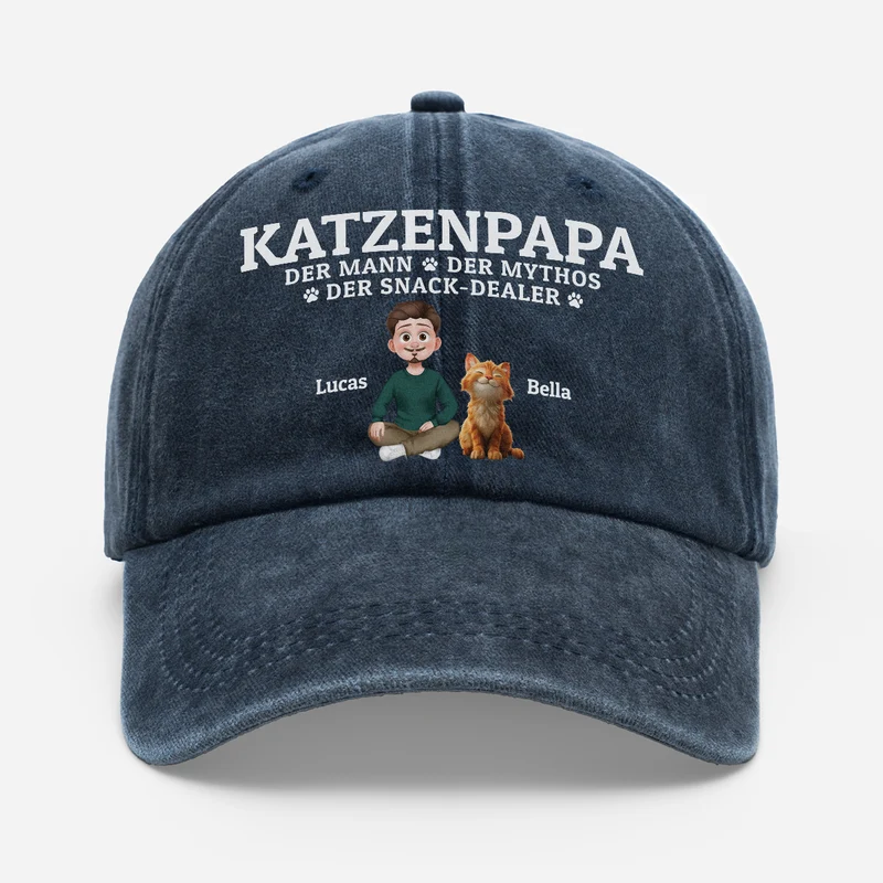 Der Mann Der Mythos Der Snack-Dealer - Personalisierte Geschenke Katze | Washed Cap