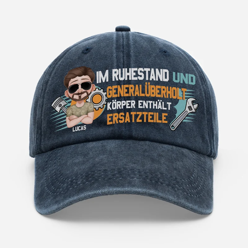 Im Ruhestand Und Generalüberholt - Personalisiertes Geschenk | Washed Cap Opa Papa