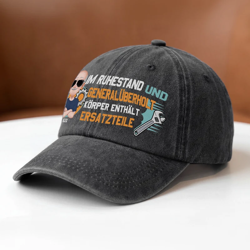 Im Ruhestand Und Generalüberholt - Personalisiertes Geschenk | Washed Cap Opa Papa