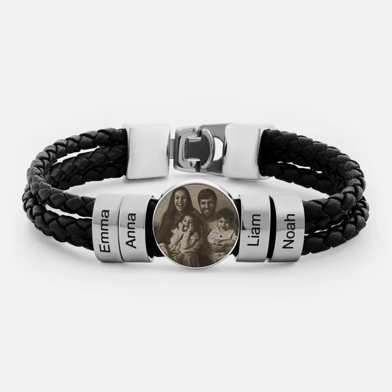 Alphabet & Zylindrische Namensschilder - Personalisierte Geschenke Für Männer | Armbänder Mit Foto
