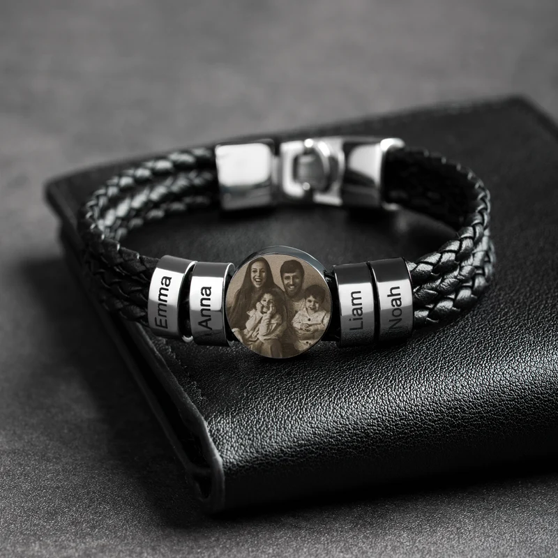 Alphabet & Zylindrische Namensschilder - Personalisierte Geschenke Für Männer | Armbänder Mit Foto