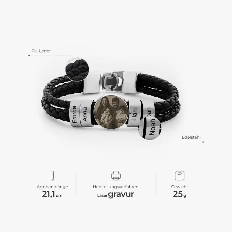 Alphabet & Zylindrische Namensschilder - Personalisierte Geschenke Für Männer | Armbänder Mit Foto
