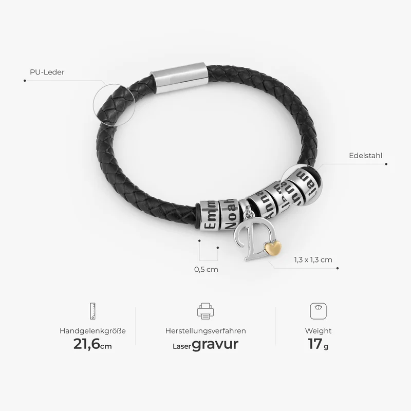 Alphabet & Zylindrische Namensschilder - Personalisierte Geschenke Für Männer | Armbänder