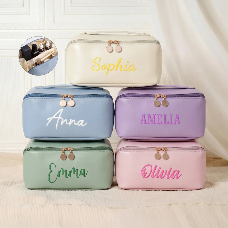 Damen Kosmetiktasche Name - Personalisierte Geschenke Für Frauen | Kosmetiktasche Aus PU Leder