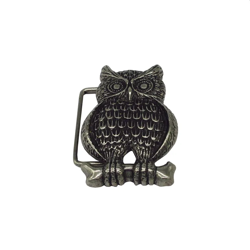 Gürtelschließe Gürtelschnalle Schnalle Buckle Eule grau schwarz für 4 cm breiten Gürtel