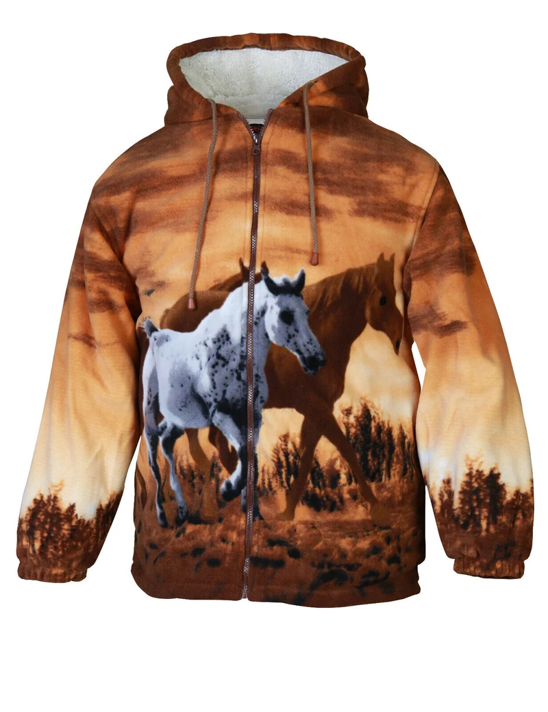 Kapuzen - Fleecejacke HORSES PFERD M - 3 Xl