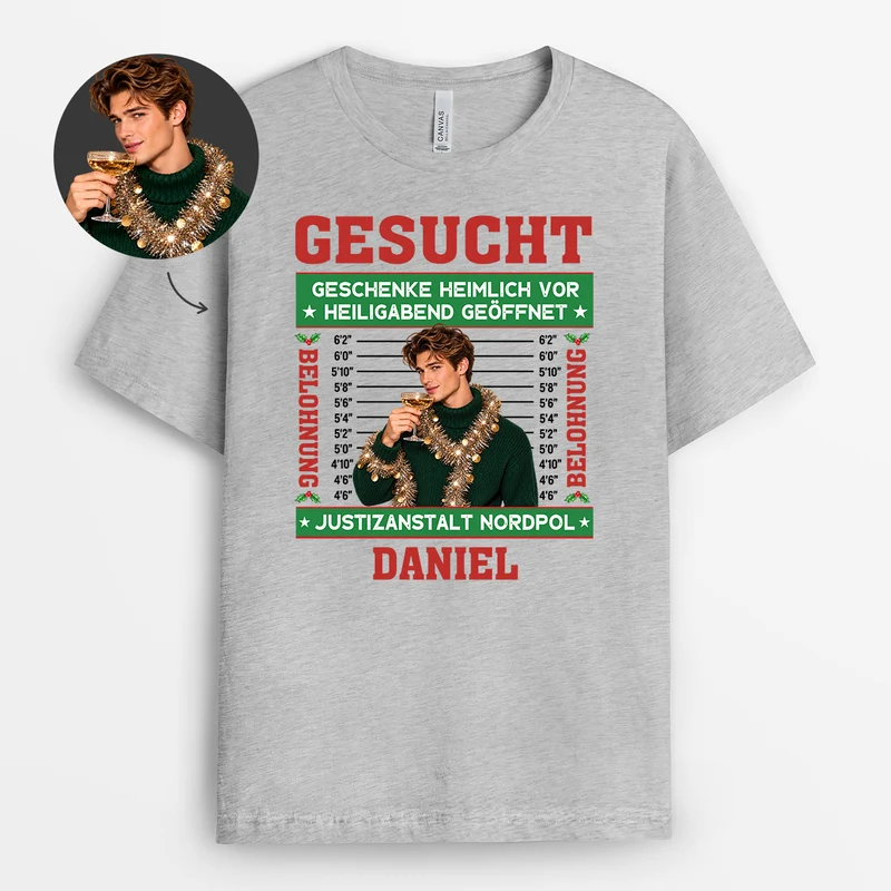 Polizei Foto Lustig - Personalisiertes T Shirt Lustig Männer Damen Weihnachten Weiß