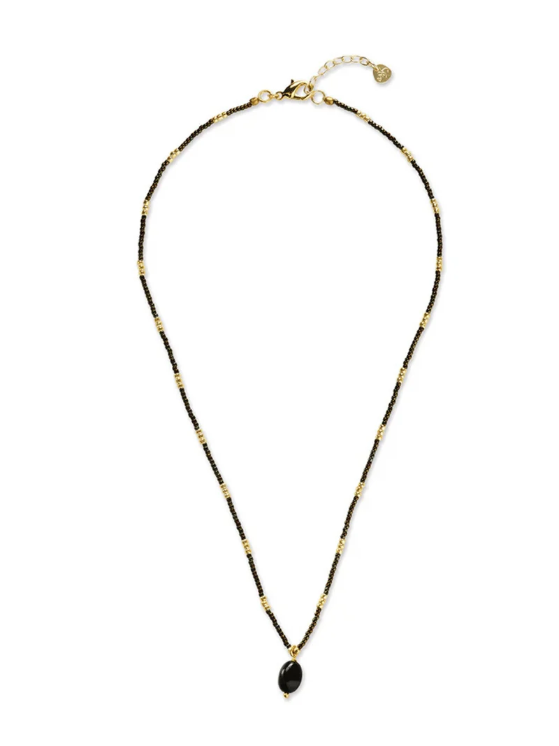 Wishing Schwarzer Onyx Halskette Goldfarben