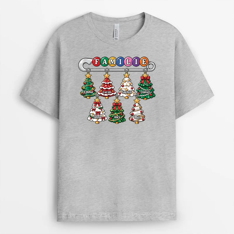 Sicherheitsnadel + Tannenbaum - Weihnachts T Shirt Familie Personalisieren