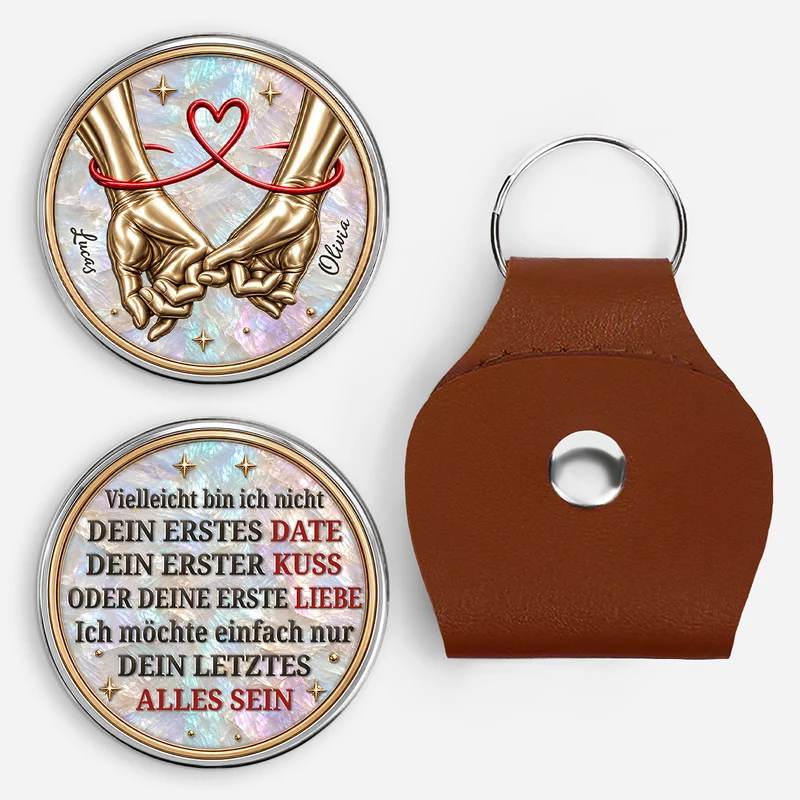 [3D-Optik] Ich Möchte Einfach Alles Sein - Pocket Hug Schlüsselanhänger Personalisiert Paar Perlmutt
