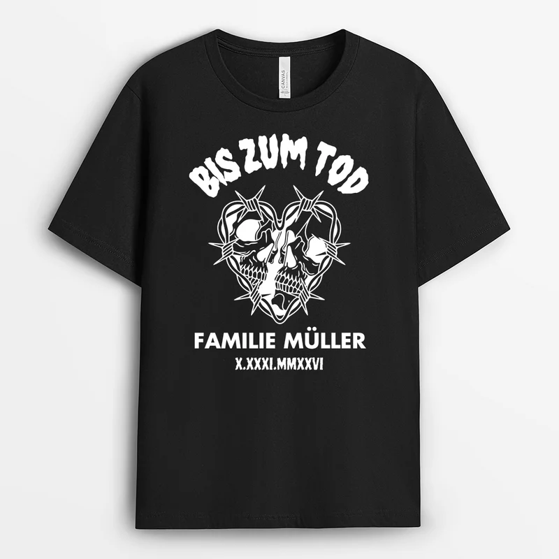 Bis Zum Tod - Partner T Shirt Personalisiert Schwarz