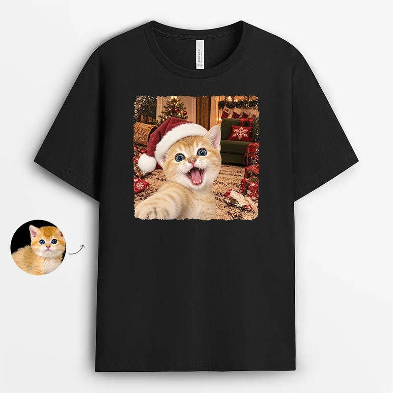 Haustier Foto Weihnachten - Lustiges T Shirt Personalisiert