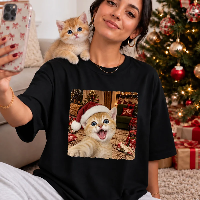 Haustier Foto Weihnachten - Lustiges T Shirt Personalisiert