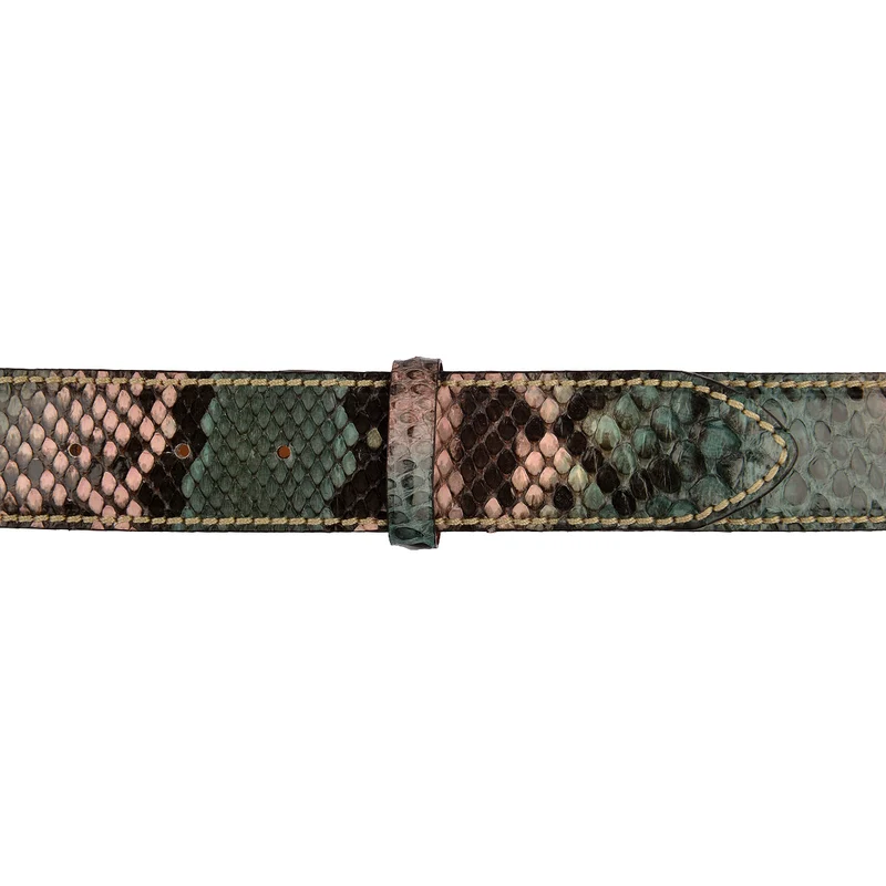 Reptile's House Pythonleder Gürtel DPM in Grün/Rosa