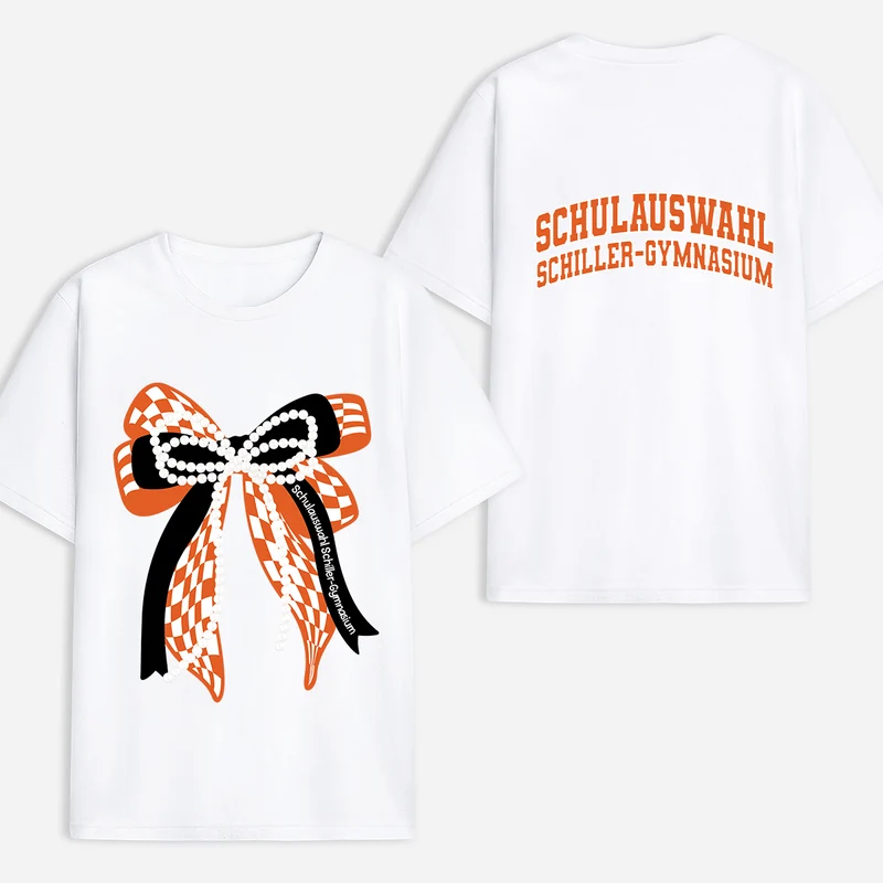 Sport + Mascot + Schleife - Personalisiertes T Shirt Bedrucken Beidseitig Schulteam